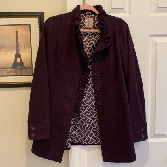 Tulle Purple Ruffle Peacoat - Picture 7 of 10